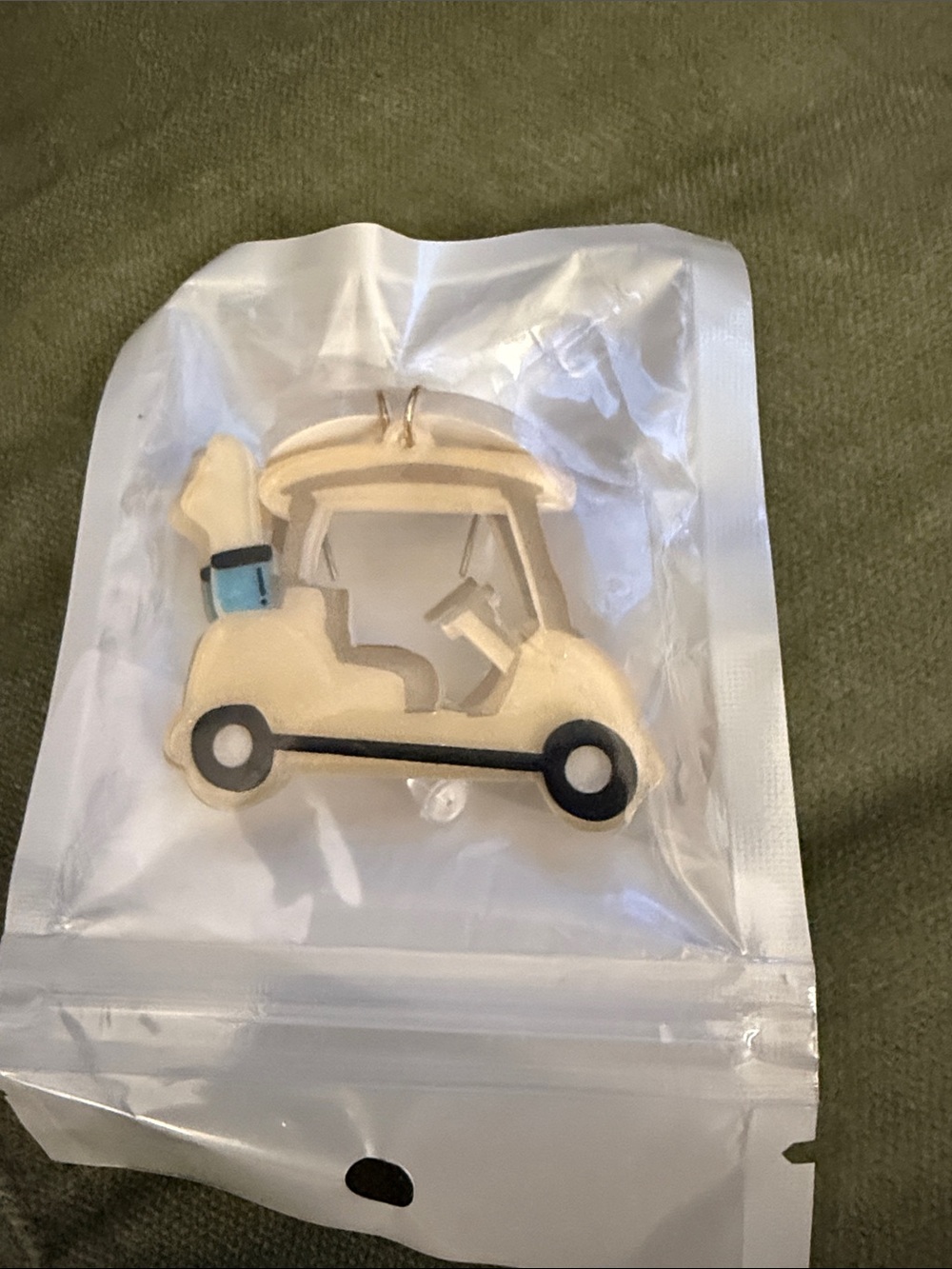 Golf Cart Earrings - Cream and Black